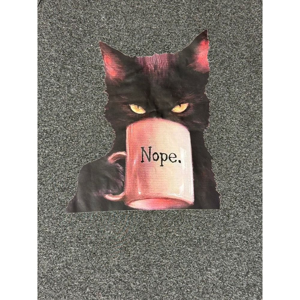 Grumpy Cat NOPE Tank Top Womens XL Charcoal Grey Heather Black Funnty Coffee Emo